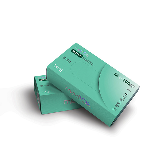 Перчатки нитриловые M MINT зеленые (50 пар 4г) mediOk ЧЗ